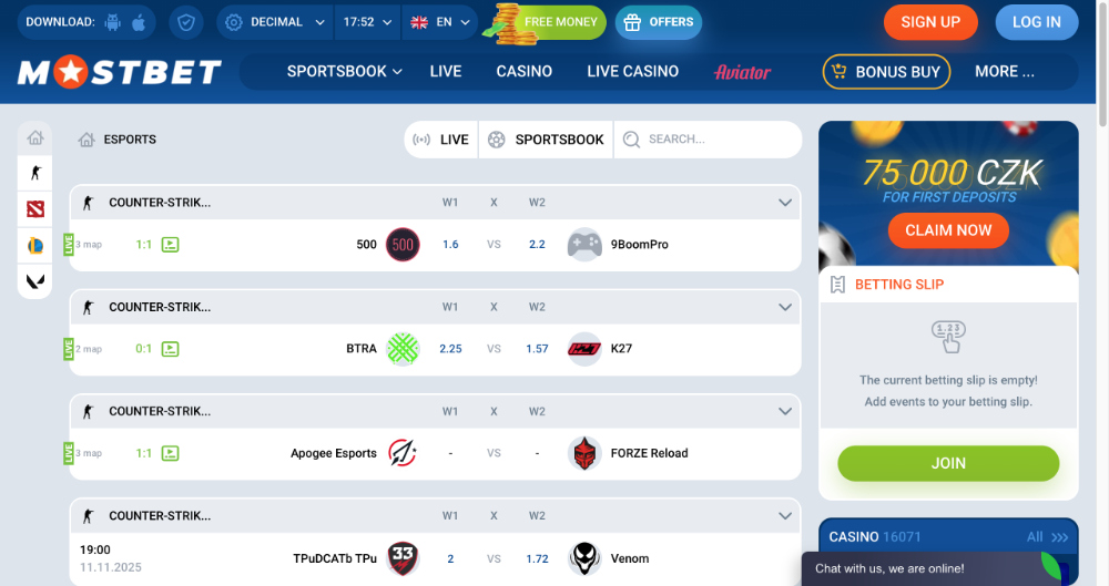 Esport v sázkové kanceláři MostBet