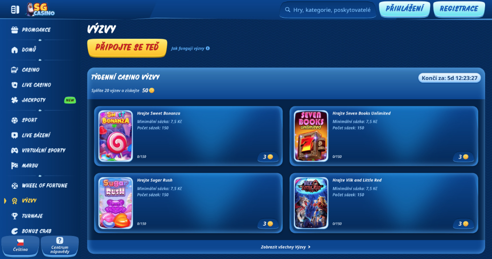 Výzvy v SGcasino: plňte jednoduché úkoly a získejte odměny
