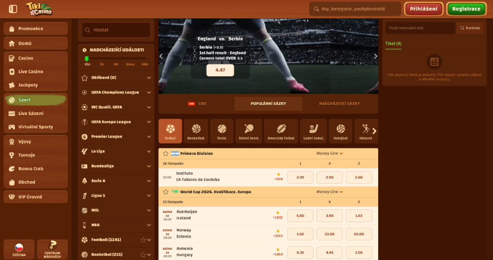 Sázková kancelář Tiki Casino úvodní