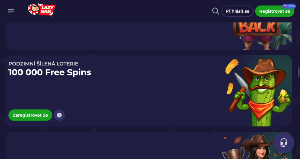 Listopadové free spiny v casinu Lazybar