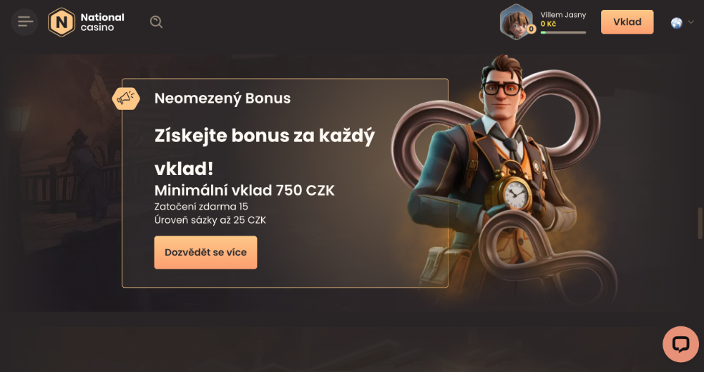 Neomezený bonus v casinu National Casino
