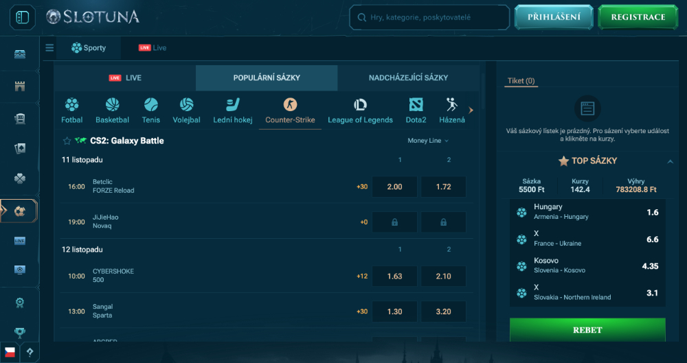 Slotuna esport Jak a na co všechno lze vsadit? úvodní