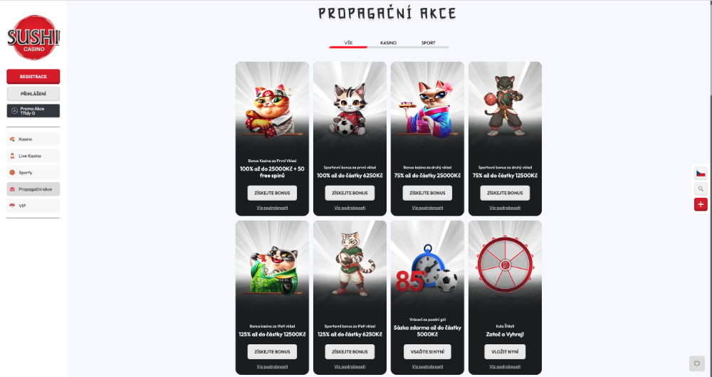 Sushi Casino bonusy [listopad 2025] úvodní