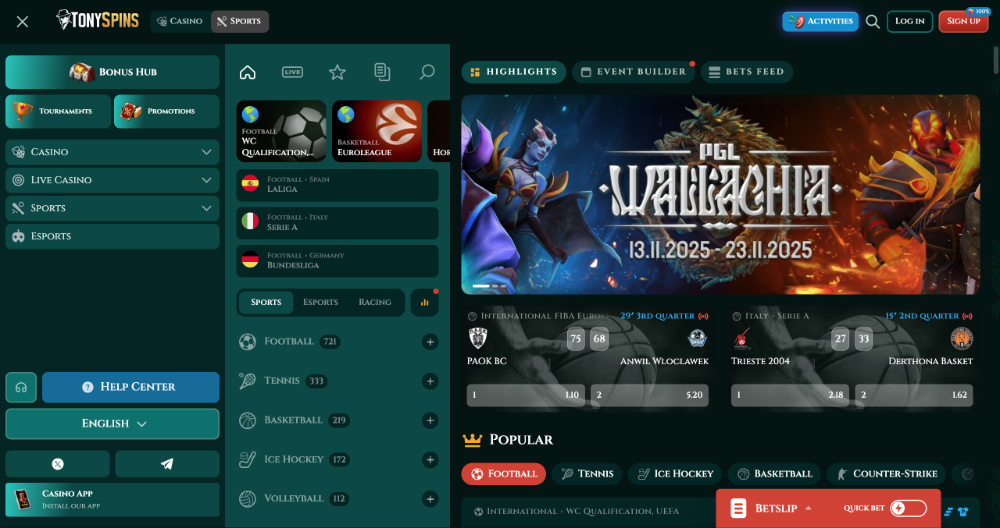 Buchmacher Tonyspins