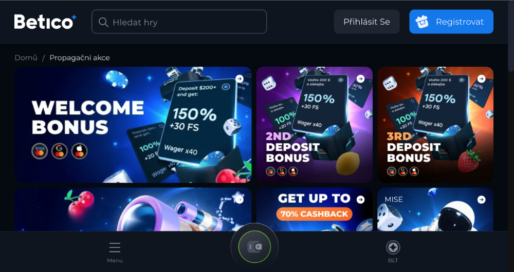 Listopadové free spiny v online casinu Betico