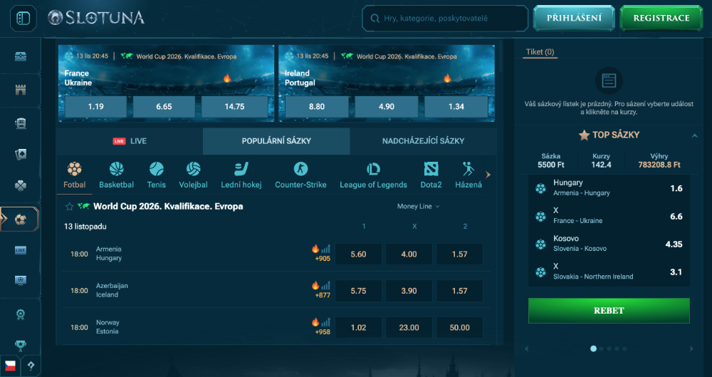 Sázková kancelář Slotuna vylepšuje svou kurzovou nabídku