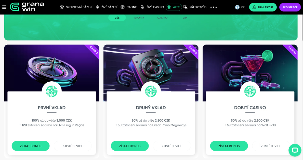 GranaWin free spins [listopad 2025] úvodní