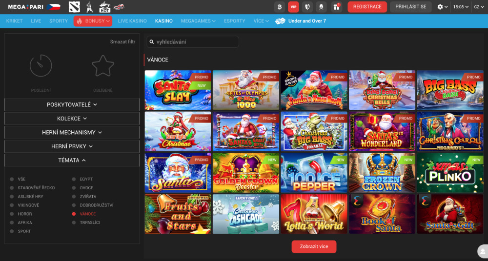 Megapari automaty s vánoční tematikou