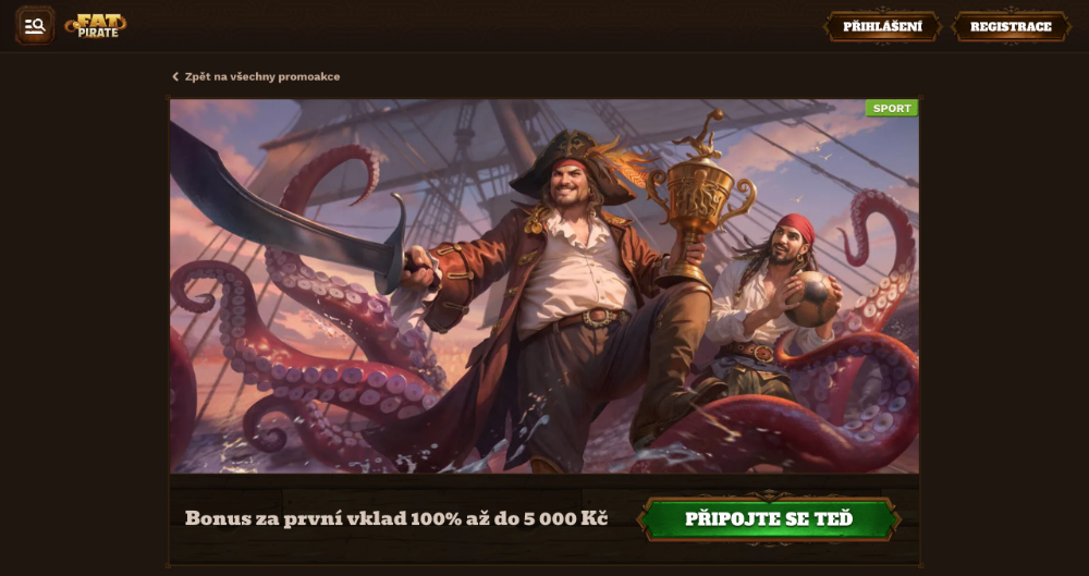 Promoakce v sázkové kanceláři FatPirate 5 000 Kč