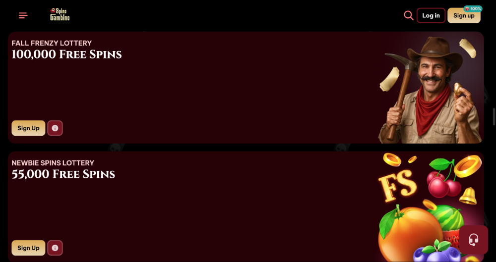 Spinogambino free spins [listopad 2025] úvodní