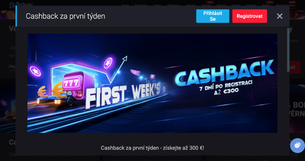 Promoakce v casinu MyStake: Cashback za první týden do výše 300 €