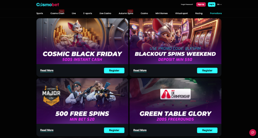 Cosmobet bonusy