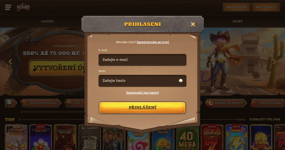 Lizaro login [Návod na přihlášení] úvodní