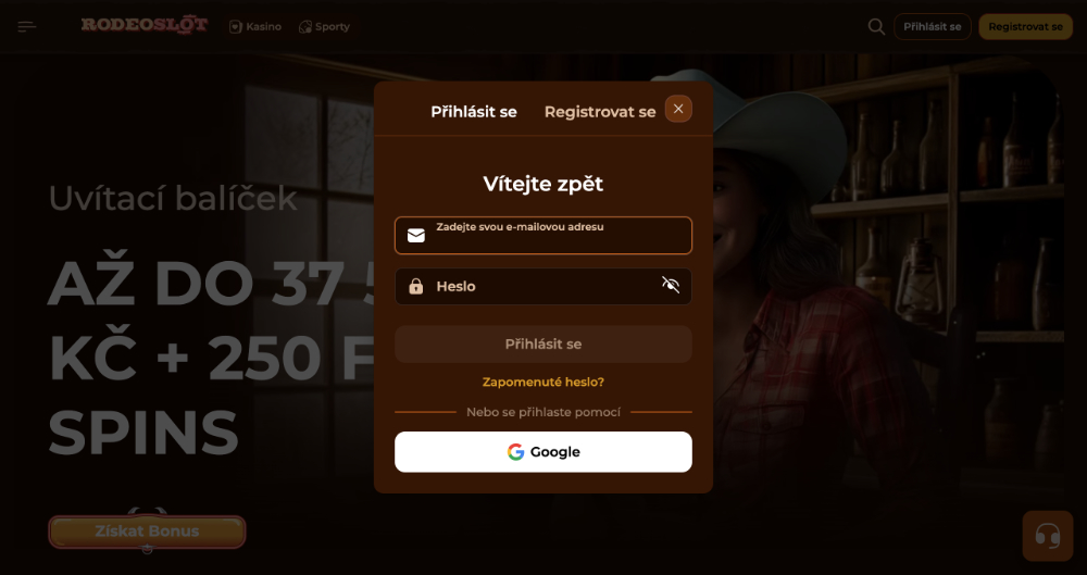 Rodeoslot login [Návod na přihlášení] úvodní