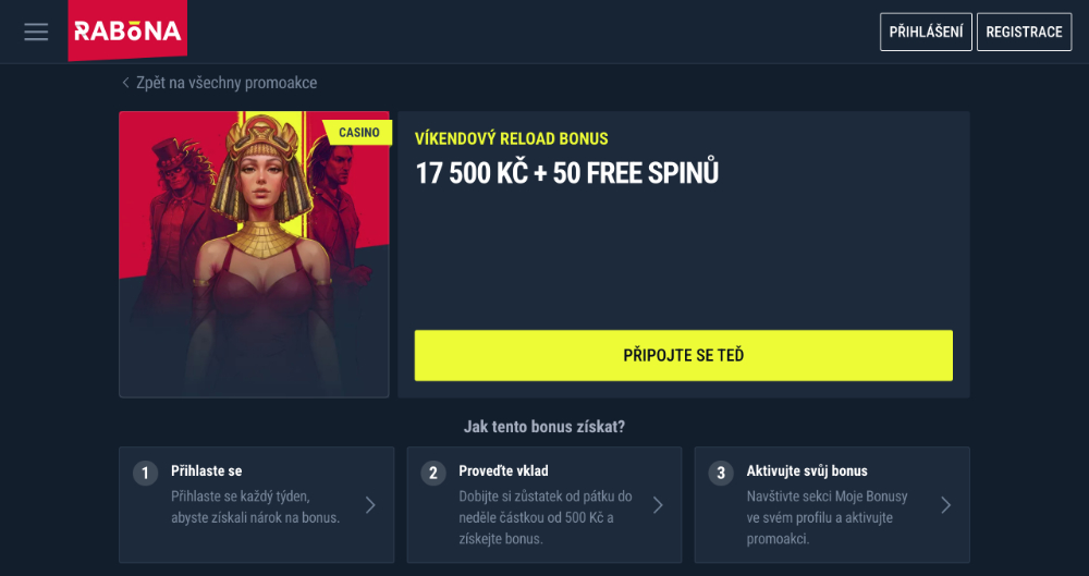 Rabona free spins [listopad 2025] úvodní