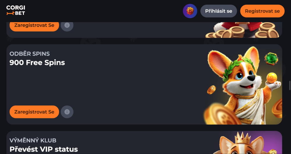 Listopadové free spiny v casinu Corgibet