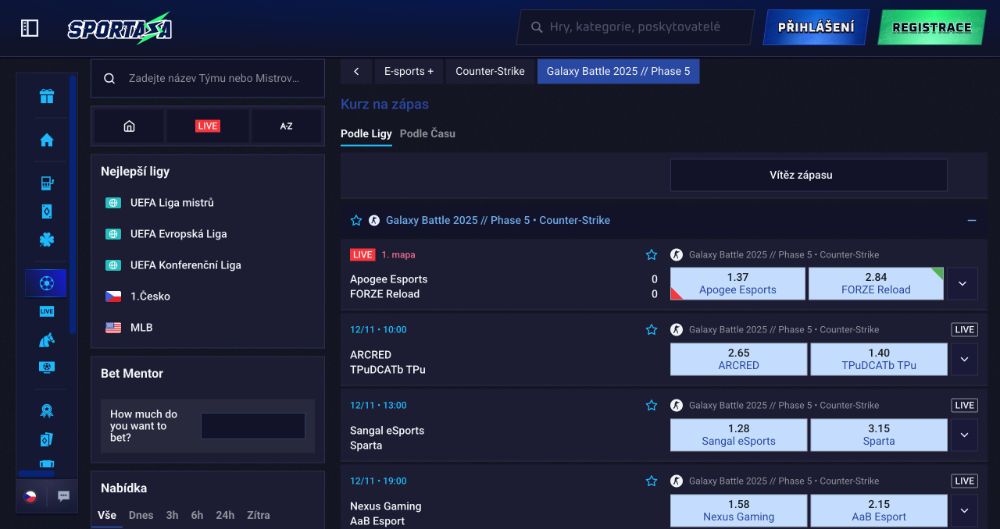 Sportaza esport Jak a na co všechno lze uzavřít sázku? úvodní