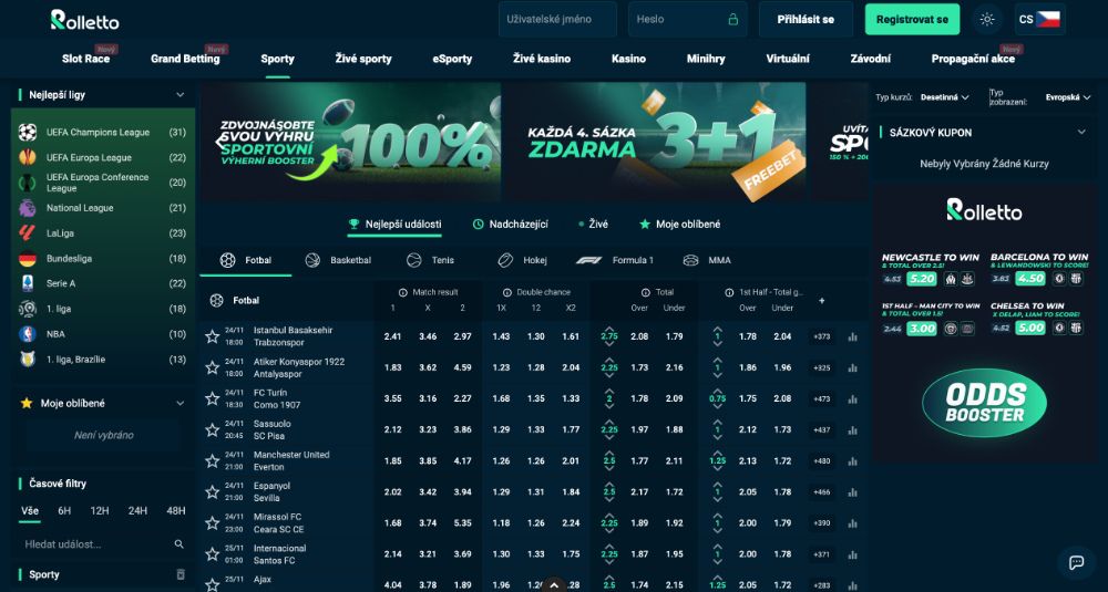 Sázková kancelář Rolletto úvodní