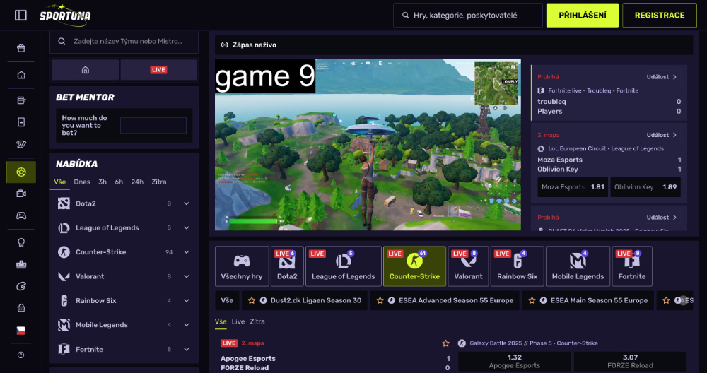 Sportuna esport Jak a na co všechno lze vsadit? úvodní