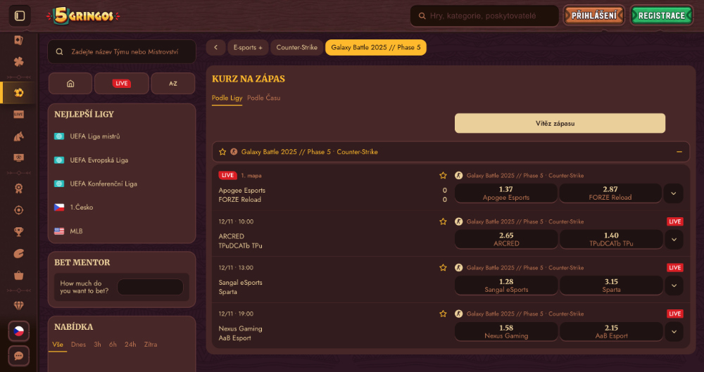 5Gringos esport Jak a na co všechno lze uzavřít sázku? úvodní