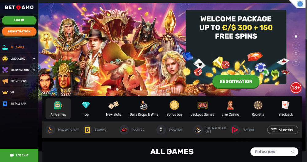 Betamo casino homepage