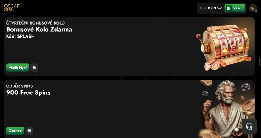  Oscarspin free spins [listopad 2025] úvodní