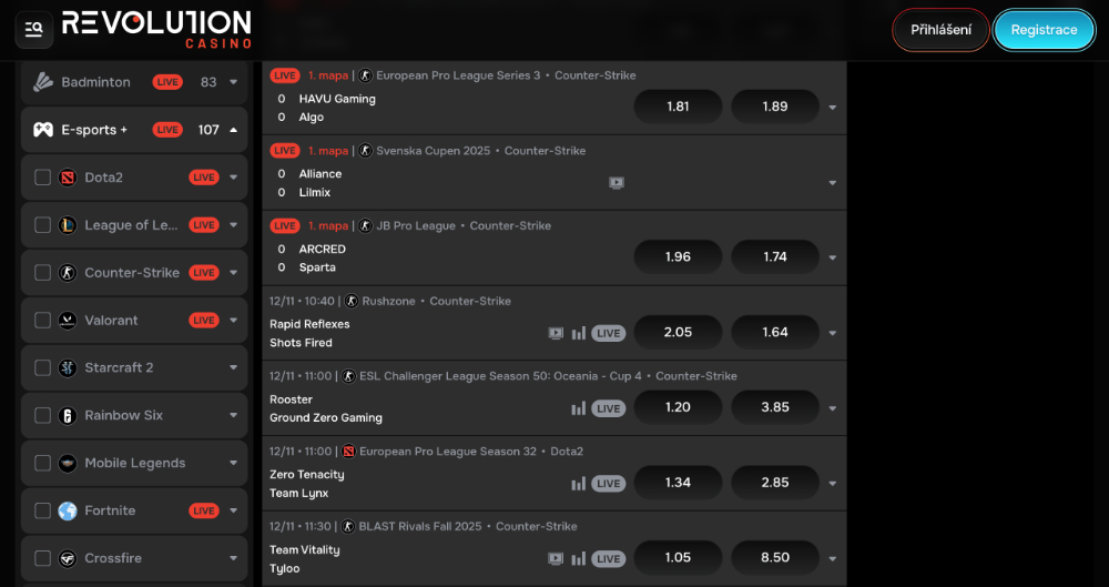 Revolution Casino esport