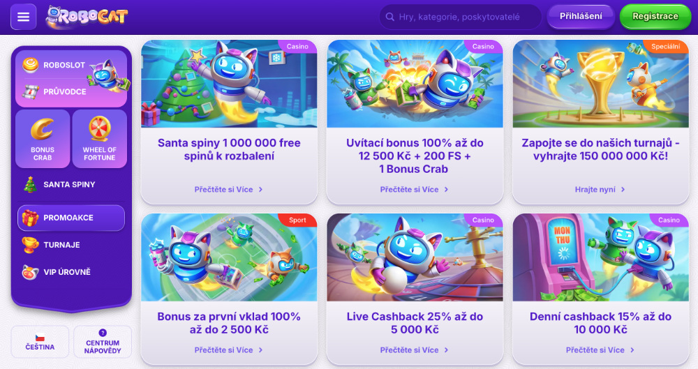 Prosincové bonusy v casinu Robocat