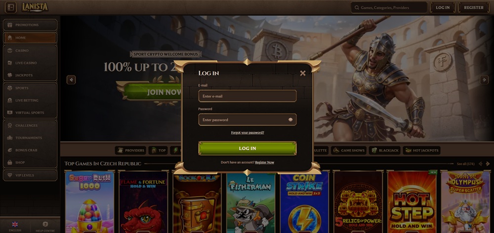 Lanista login úvod en