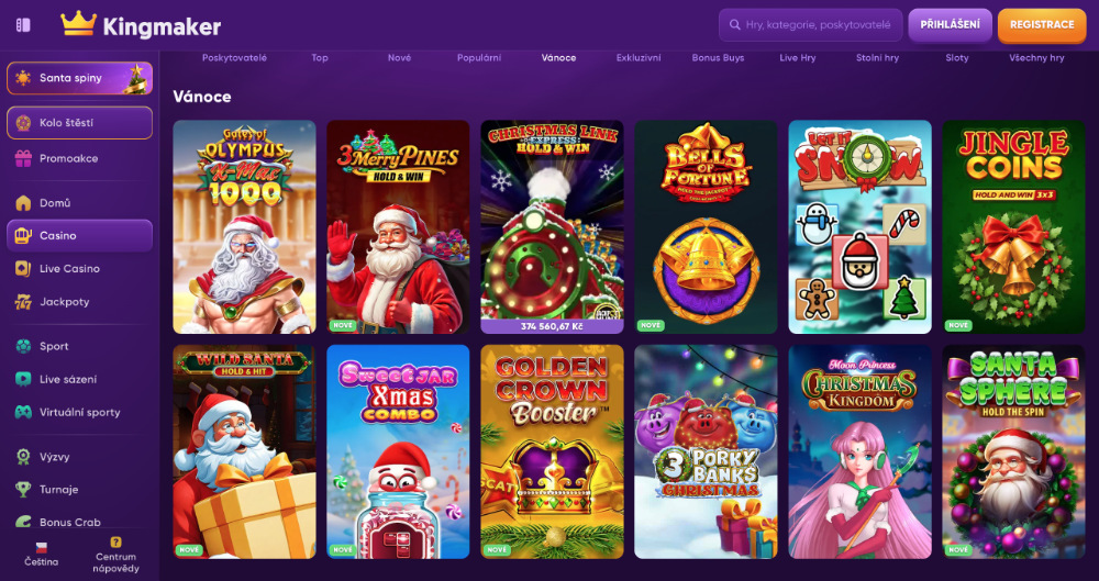 Užijte si Vánoce v casinu Kingmaker: bonusy, turnaje, adventní kalendář, tematické hry apod. 