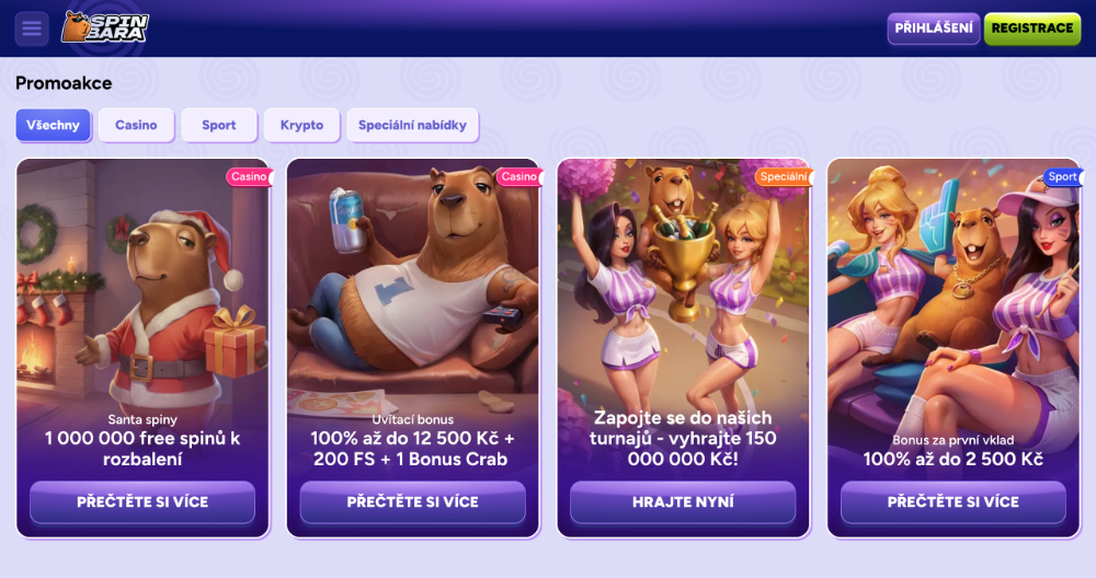 Spinbara bonusy [prosinec 2025] úvodní