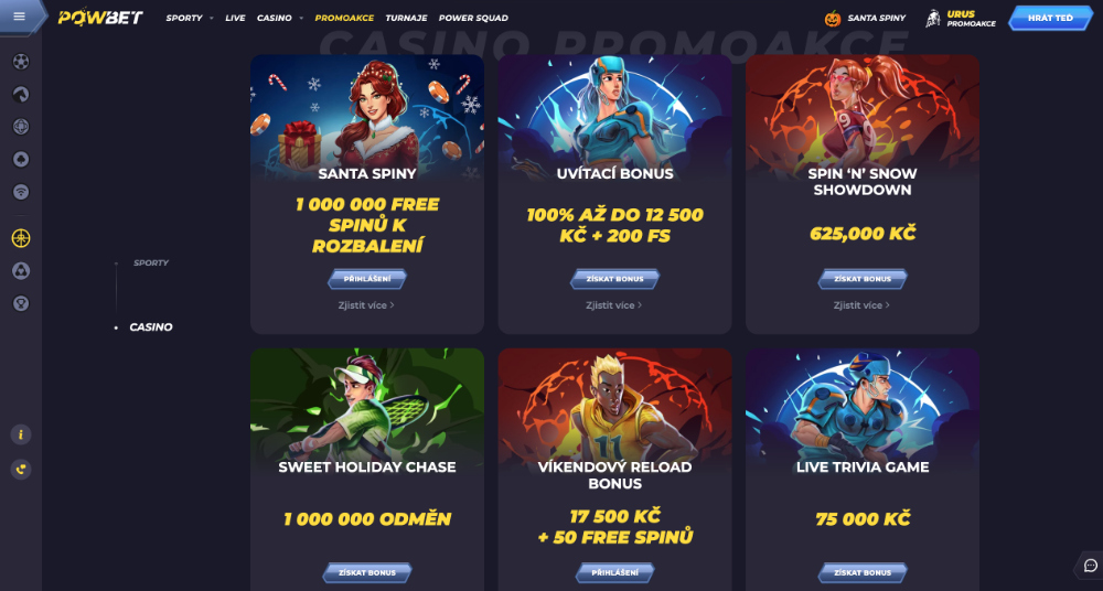 Prosincové bonusy v casinu Powbet