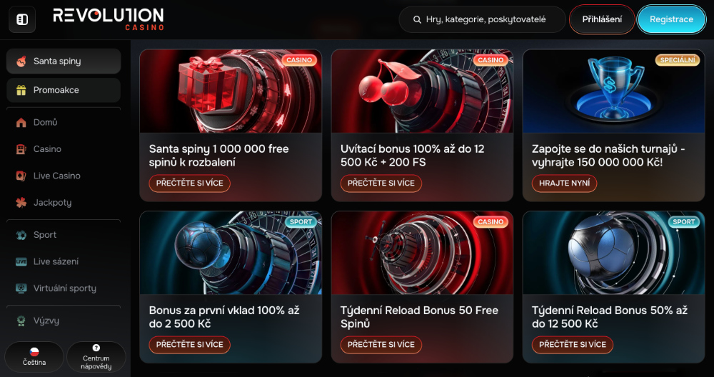 Revolution Casino bonusy
