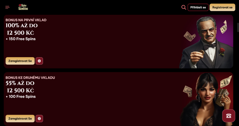 Spinogambino free spins [prosinec 2025] úvodní
