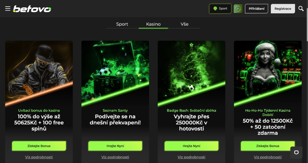 Prosincové bonusy v casinu Betovo