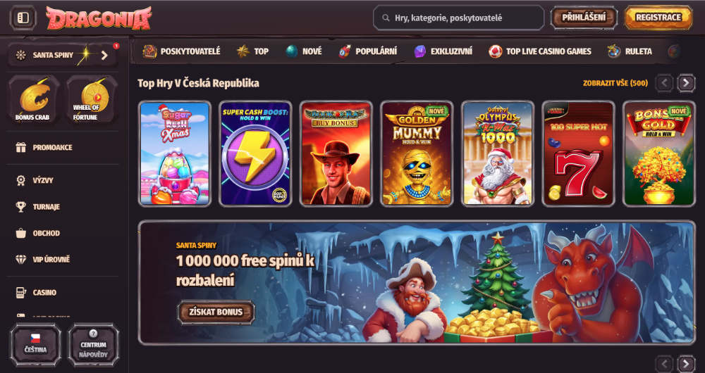 Užijte si Vánoce v casinu Dragonia bonusy, turnaje, adventní kalendář, tematické hry apod. úvodní
