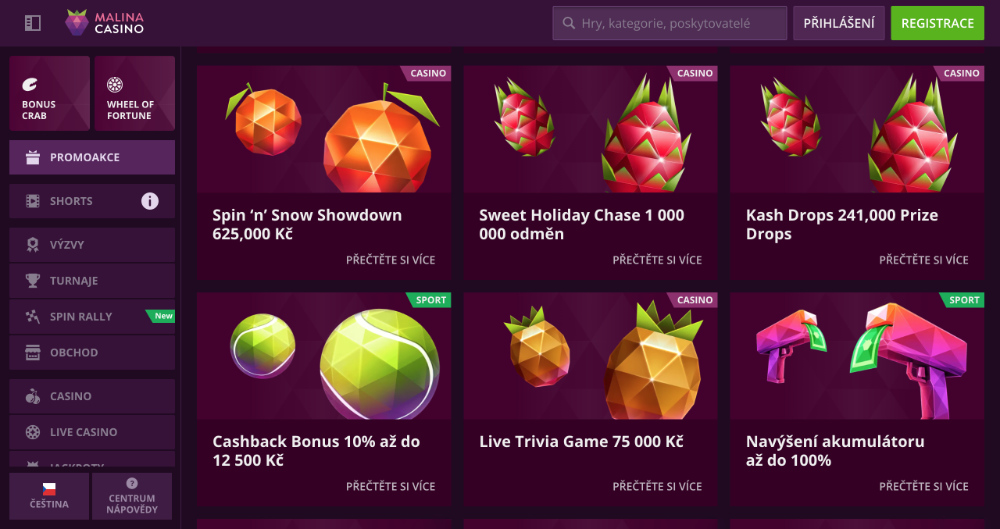Malina Casino bonusy [prosinec 2025] úvodní