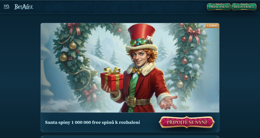 BetAlice free spins [prosinec 2025] úvodní