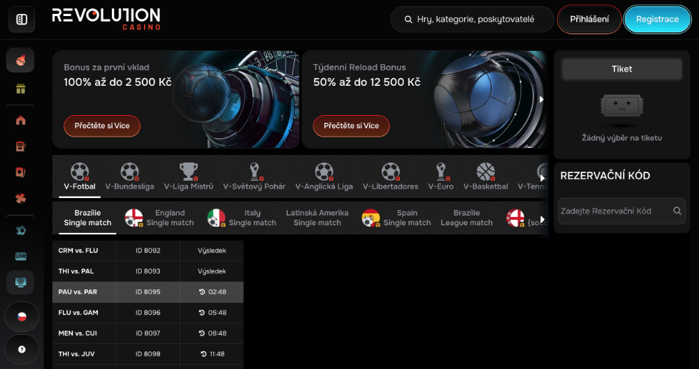 Rádi zkoušíte nové věci? Vsaďte si na virtuální sport v Revolution Casino