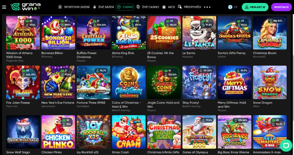 Užijte si Vánoce v casinu GranaWin