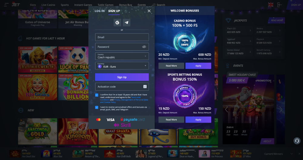 Promo kód v casinu JET casino