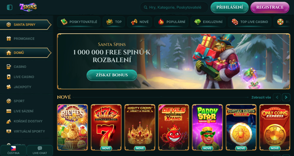 Užijte si Vánoce v casinu 7Signs bonusy, turnaje, adventní kalendář, tematické hry apod. úvodní