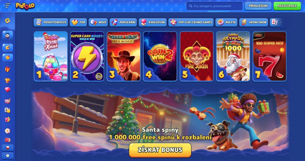 Užijte si Vánoce v casinu Pistolo bonusy, turnaje, adventní kalendář, tematické hry apod. úvodní