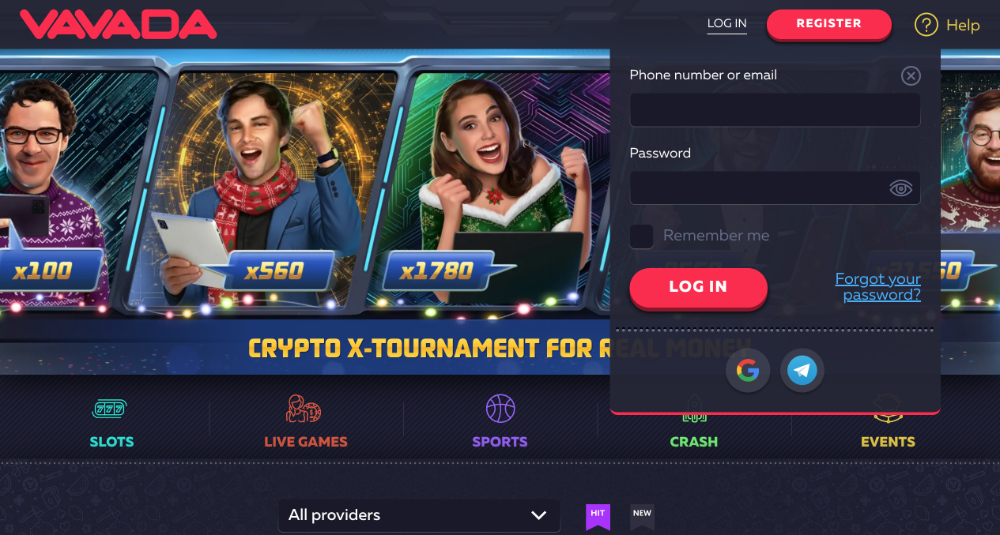 Přihlášení do casina Vavada