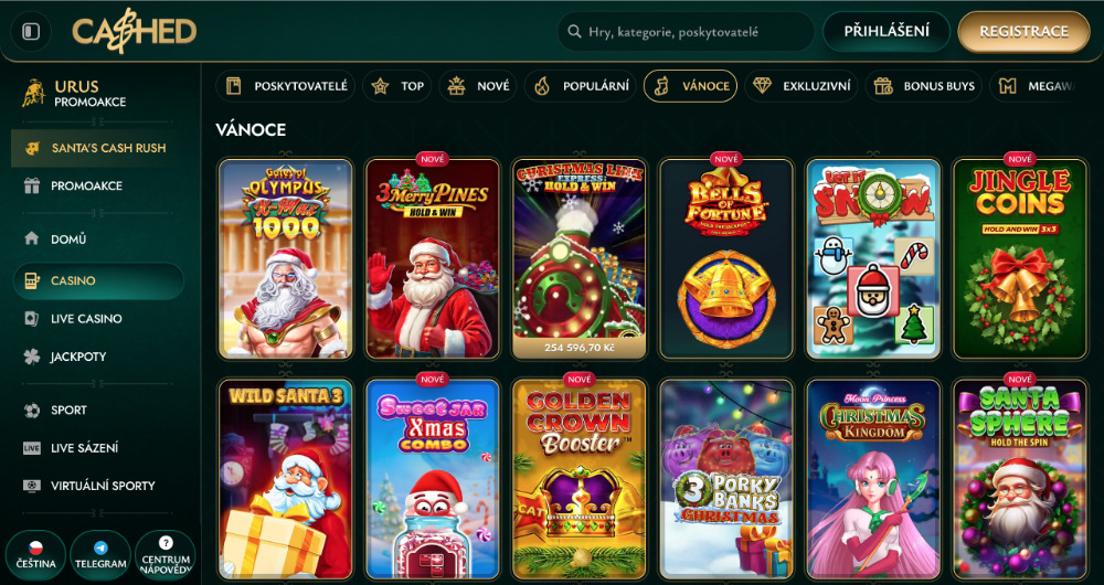Užijte si Vánoce v casinu Cashed bonusy, turnaje, adventní kalendář, tematické hry apod. úvodní