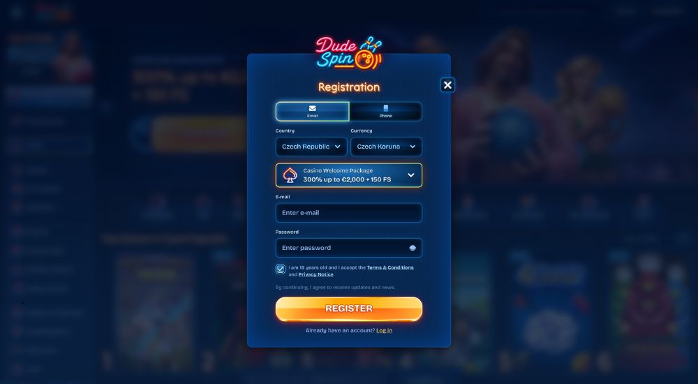 DudeSpin Registration