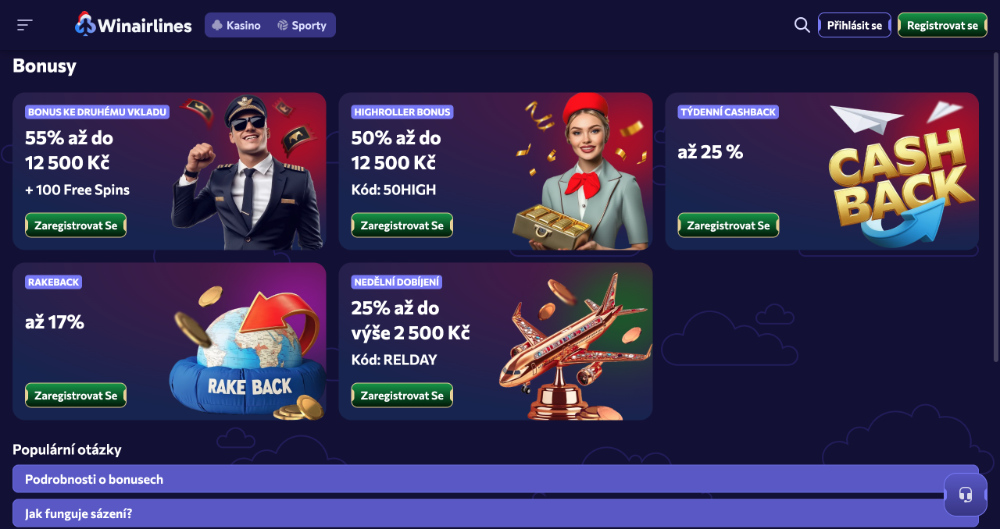 Lze získat v casinu Winairlines no deposit bonus? úvod