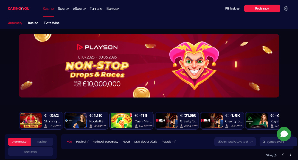 CasinoAndYou casino úvodní