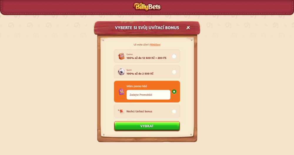 BillyBets promo kód