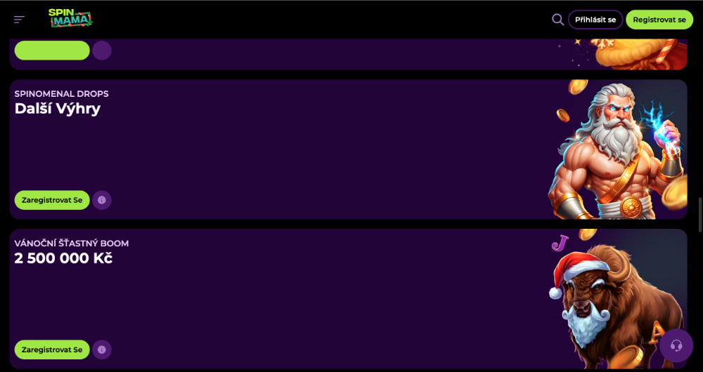 Užijte si Vánoce v casinu Spinmama bonusy, turnaje, adventní kalendář, tematické hry apod. úvodní